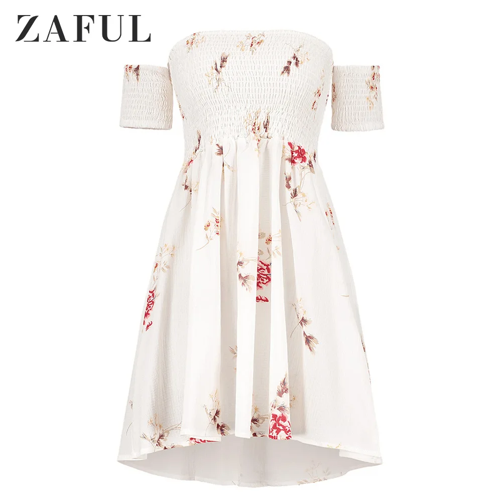 Женское платье с коротким рукавом ZAFUL летнее цветочным принтом и открытыми