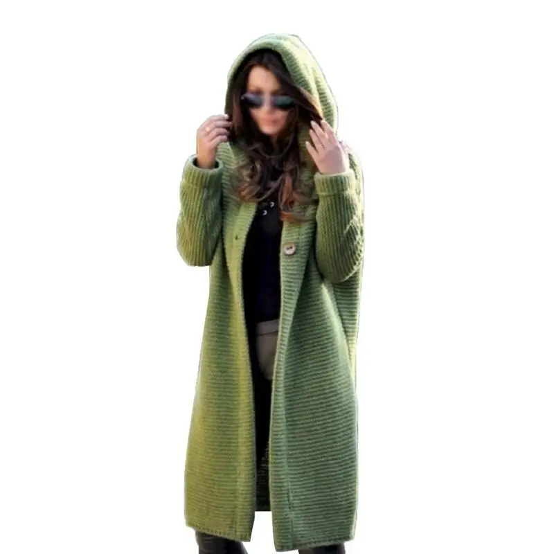Long Cardigan With Cap Coat Sweater Green Yellow Gray Beige Comfortable Intercolor Design Simple Generous Perfect Version | Женская