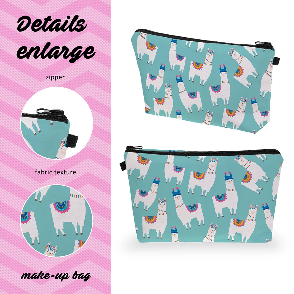 Косметичка Llama с милым принтом многоцветная косметичка рисунком женская на
