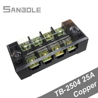 tb 2504 connection terminal block row connector with screws cover plate electric 25a 4 position 600v 0 5 2 5mm2