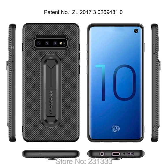C-ku Carbon Fiber KICKSTAND Soft TPU + PC Case For Samsung Galaxy S10 S10E S8 S9 J4 J6 A8 PLUS 2018 A6 A7 A9 Stand Cover 100pcs | Мобильные