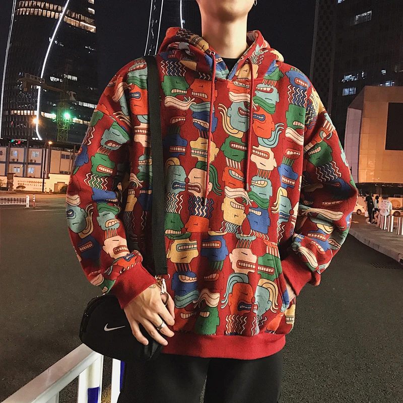 DEKUSI New Pattern Personality Interest Printing Man Even Hat Increase sweatshirts men bape hoodies Casual Pullover Coat | Мужская