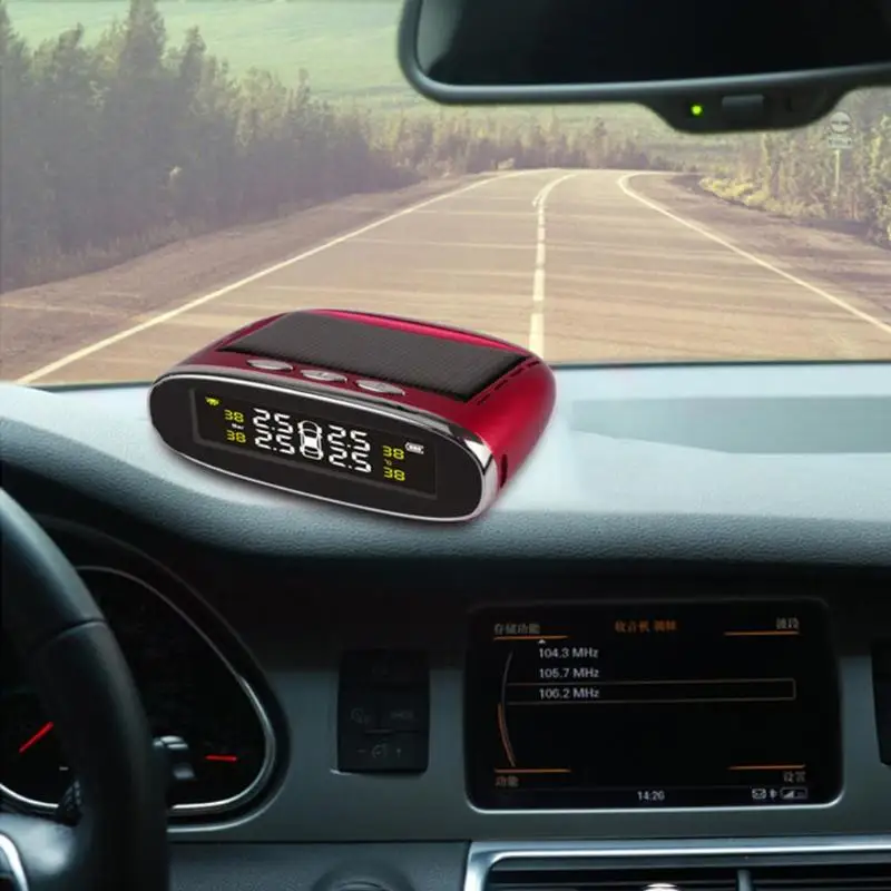 Солнечный беспроводной с ЖК-дисплеем TPMS система контроля давления в шинах 4