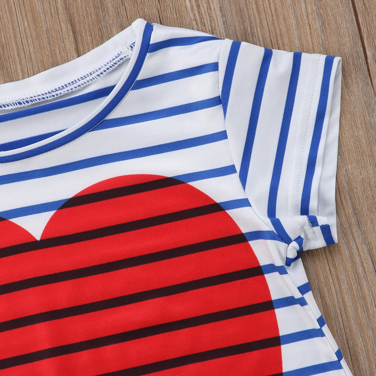 Toddler Kids Baby Girls Short Sleeve Summer Princess Stripe Cartoon Heart Long Dress Party Casual Clothes | Детская одежда и обувь