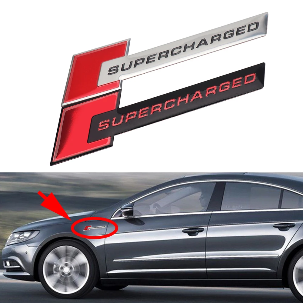 Supercharged значок буквы логотип автомобильный крыло наклейка на багажник