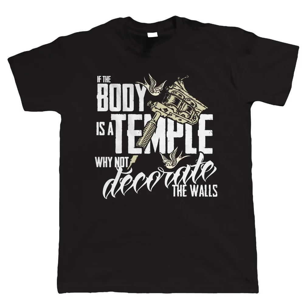 2019 100% хлопковая одежда для фитнеса Мужская футболка с татуировкой If The Body Is A Temple