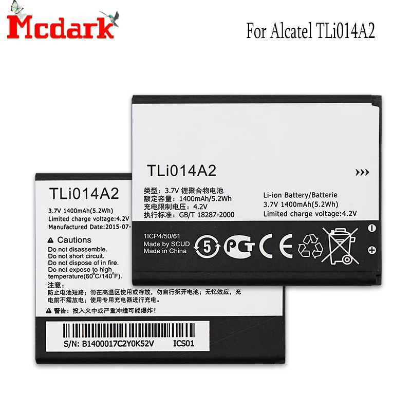 Запасной аккумулятор для Alcatel TLi014A2 1400 мАч запасной Pixi 3 4 5 &quot4027 4027A 4027D
