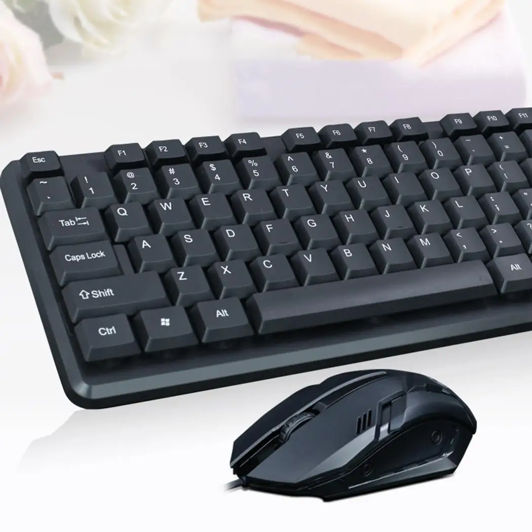 Проводная клавиатура мышь Combos USB Настольный Ноутбук Офисная Клавиатура черная