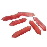 natural fluorite hexagonal column feng shui decoration red crystal smelting stone hexagonal wand healing stone double color tip