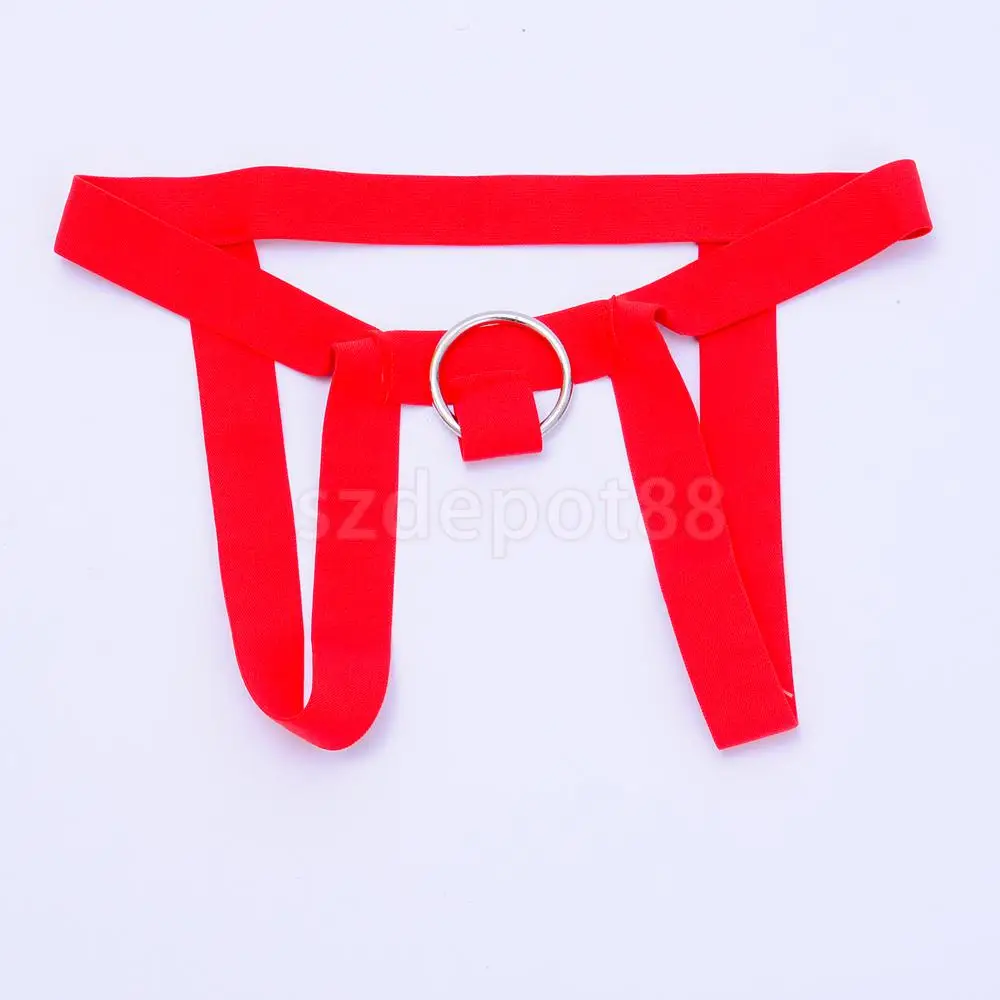 

2x Sexy Men's Ring Pouch Thong G-String Backless Underwear Harness Panties Red