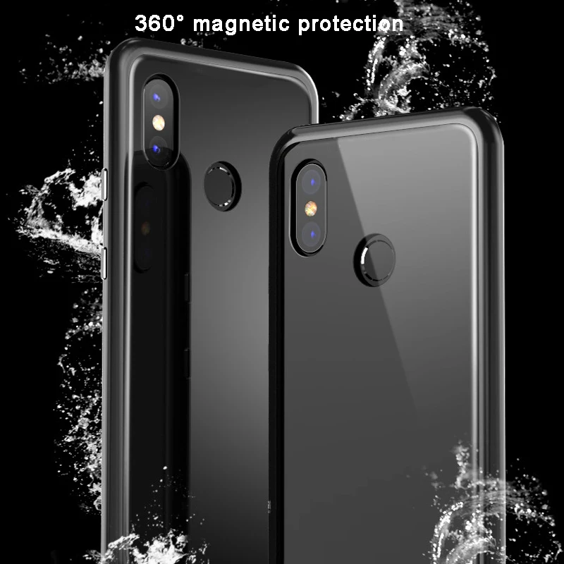 Magnet Bumper Cover Phone Case For Xiaomi mi 9 8 mi8 lite Cases Built-in Magnetic Adsorption Tempered Glass xiaomi mi9 shell |