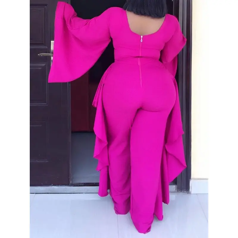 2019 плюс размеры повседневное комбинезон для женщин рюшами пикантные модные