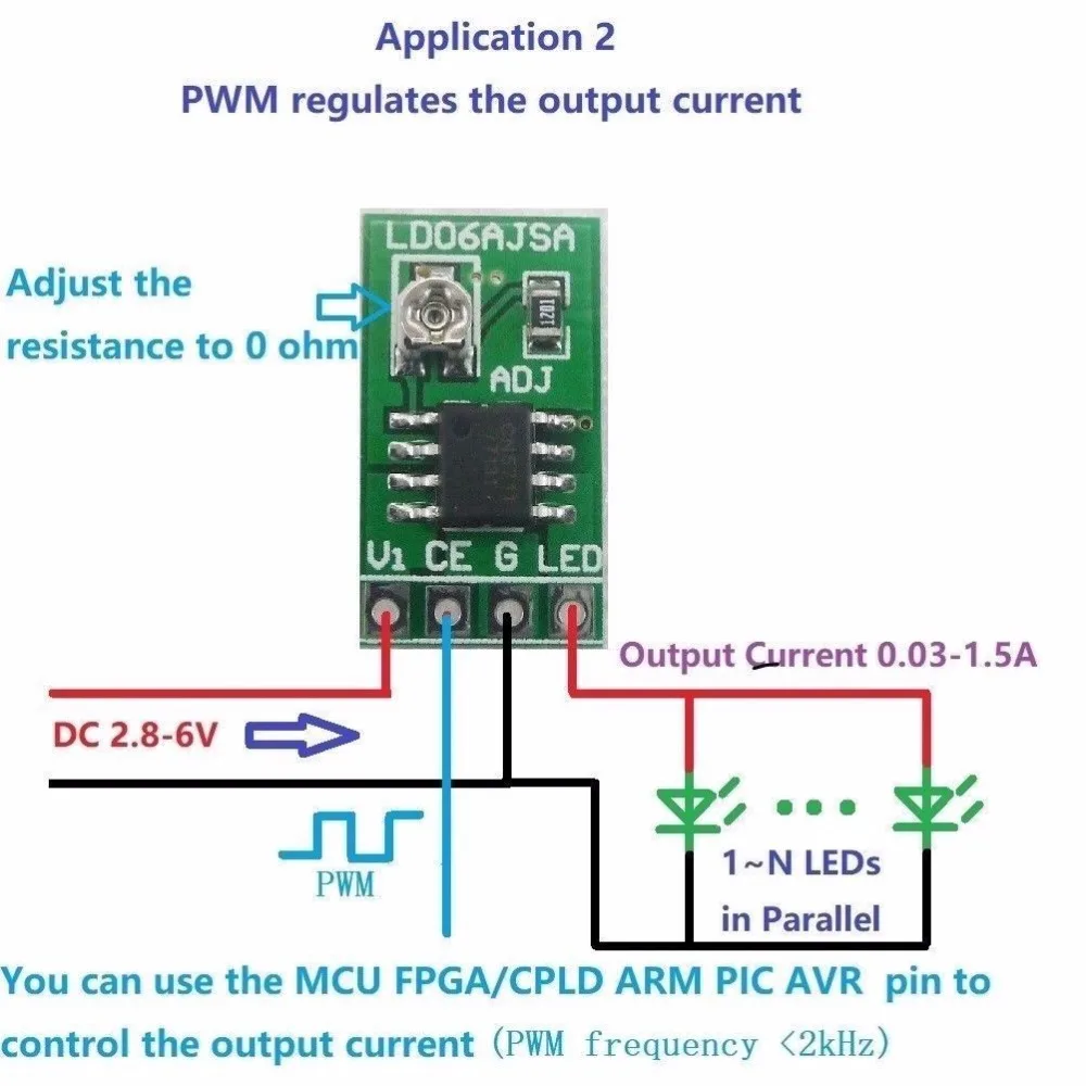 Фото Драйвер PWM регулируемый светодиодный преобразователь постоянного тока 3 В 7 4 2 в 5 6