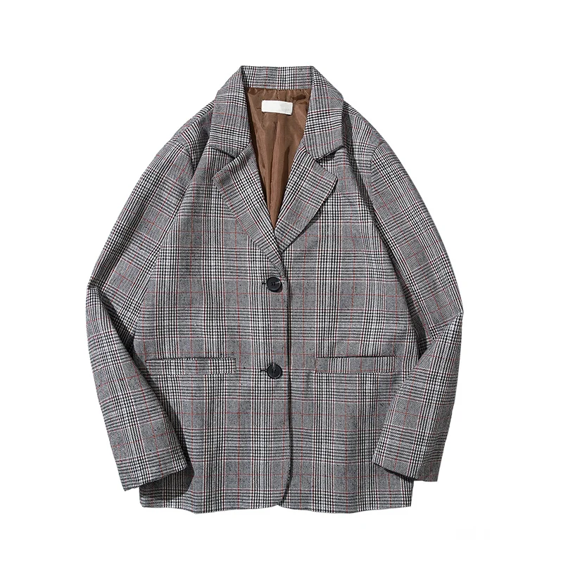 2019 Spring And Summer New Chinese Style Quality Comfortable Cotton Tide Male Harajuku Work Lattice Loose Leisure Blazer | Мужская