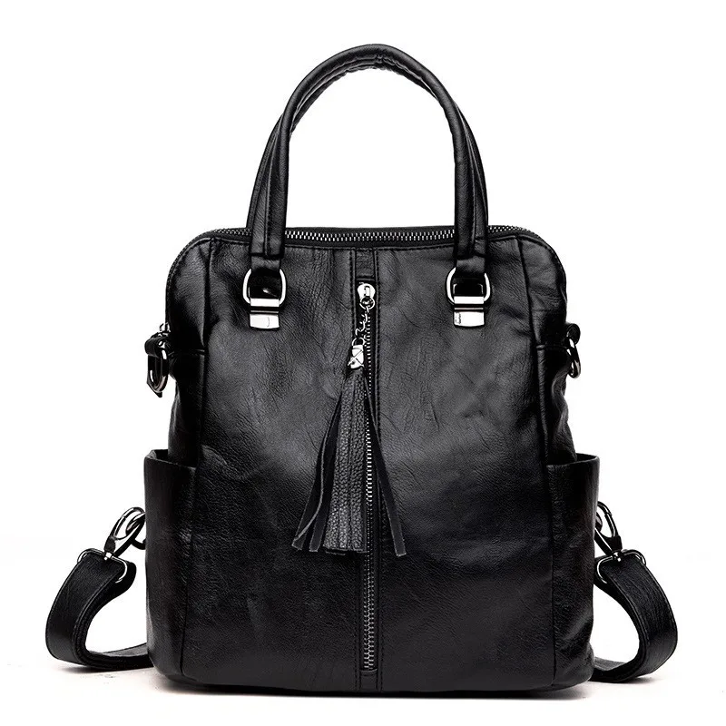 Multifunction Backpack Women Leather Laptop women School Bag Solid Travel BackPack vintage Backpacks for teenage girls | Багаж и сумки