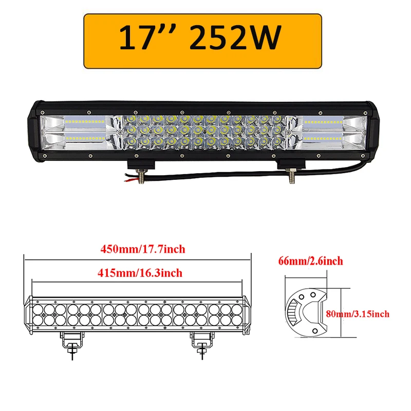 Auxtings 14 &quot17&quot 20 &quot23&quot 3 рядный светодиодный световой бар внедорожный