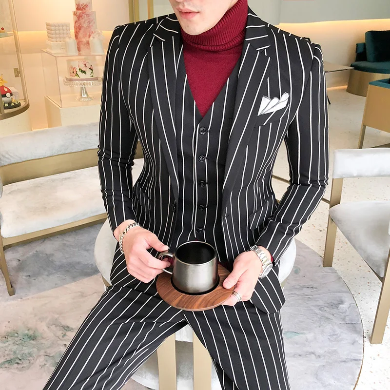 Мужской костюм Slim Fit осенне зимний деловой смокинг большого размера в Корейском