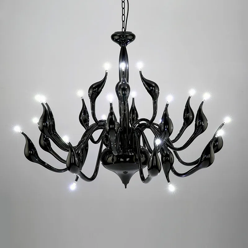 

Led Chandelier Post Modern Plated Metal Swan Chandelier Lighting Luxury Lustre Chrome G4 Chandelier Lamp