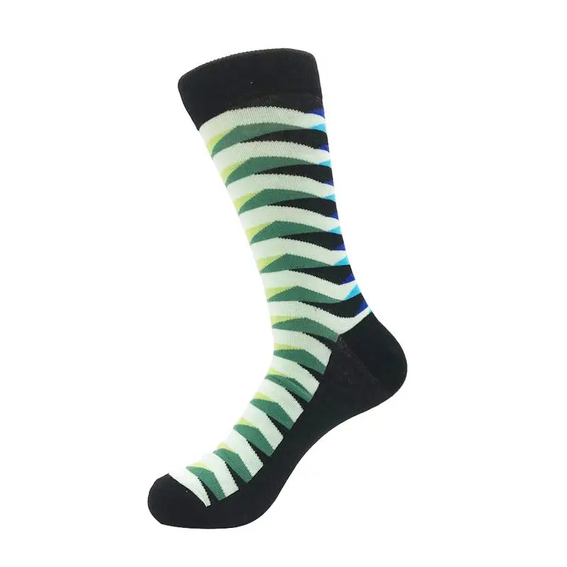 Men's Cotton Socks Geometric Cartoon Animal Crew Print Stripe Stockings Innovative Novel Couple Green Pink Blue Breathable | Мужская