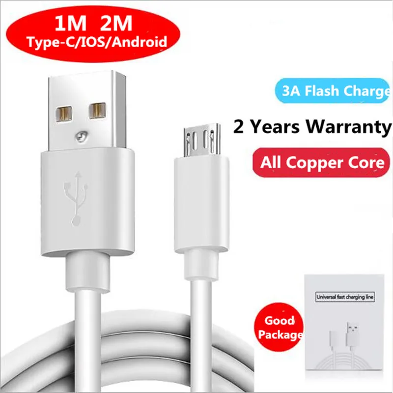 USB кабель 3A быстрая зарядка провод для Android Apple синхронизации данных и зарядки 1 м 2
