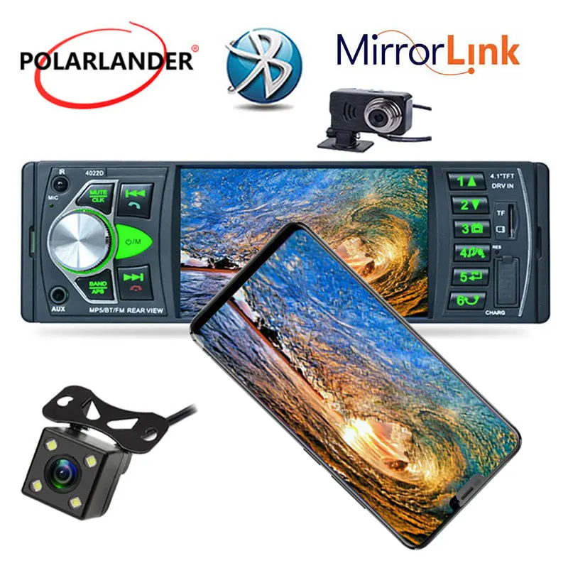 Автомагнитола 4 1 дюйма Full HD экран Bluetooth автомагнитола FM/USB/SD/TF/DVR/камера вход MP5