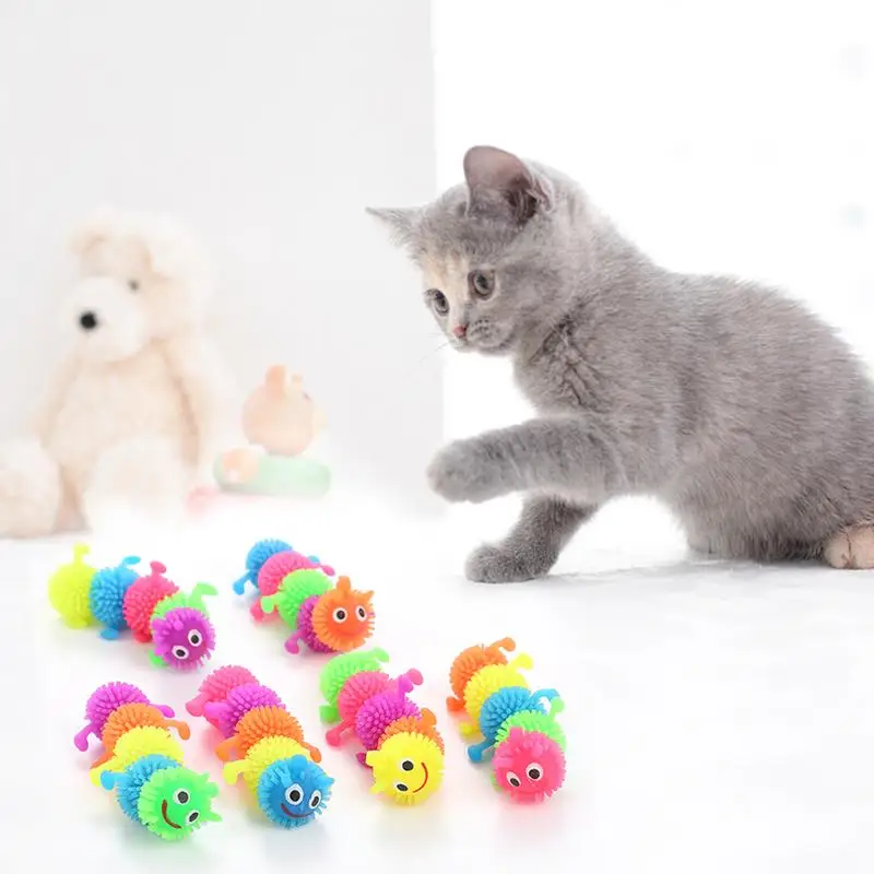 Забавная игрушка для кошек забавное моделирование гусеницы TPR резиновая
