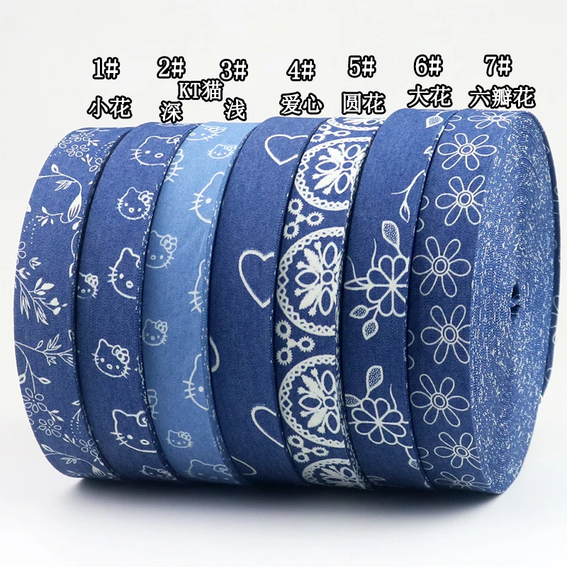 Kewgarden 38 мм 1 1/2 &quotджинсовая синяя лента с цветочным принтом для кошки бриллиант DIY