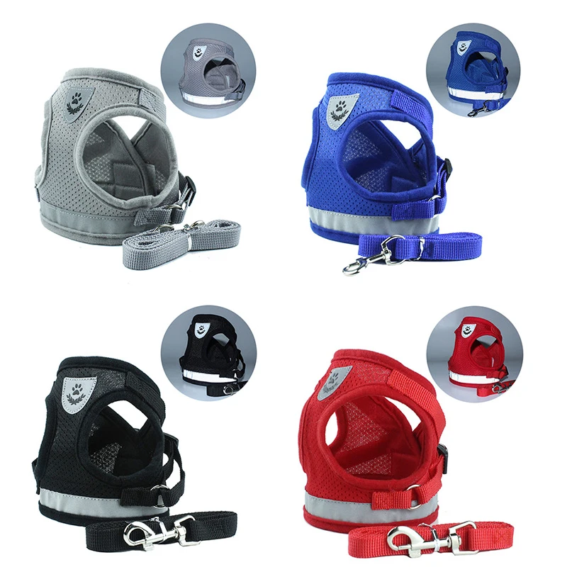 Sale 1PC Dog Harnes Small Medium Dogs Popular Lead Leash Mesh Pug Nylon Vest Pets Supplies | Collars Harnesses &amp Leads