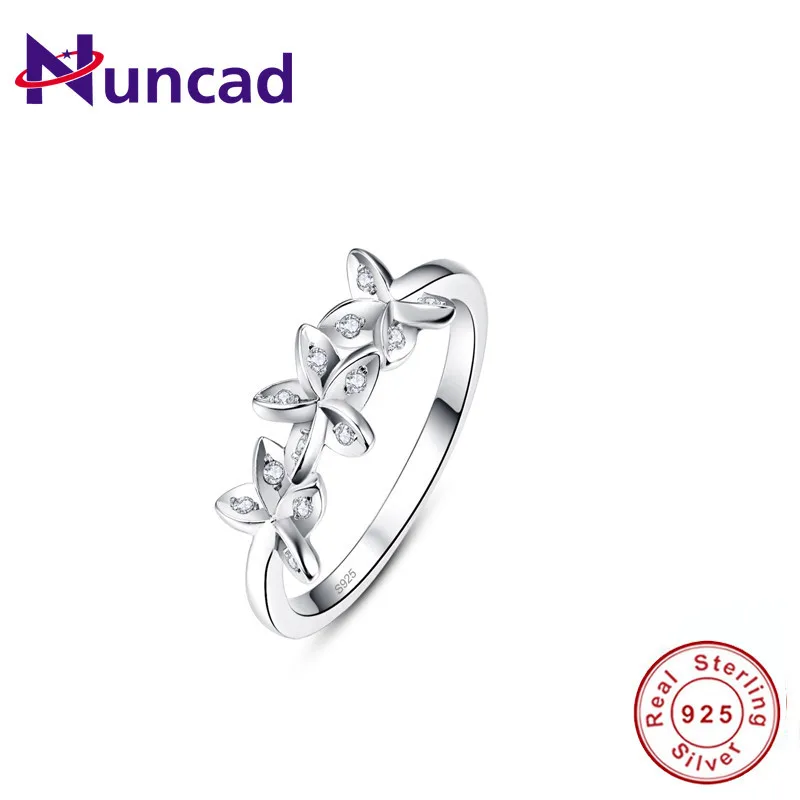 NUNCAD ослепительно 925 пробы серебряная фольга белые цветы кольца прозрачный CZ