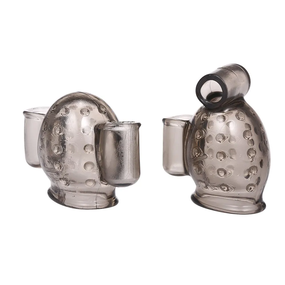 Массажер для пениса силиконовый Мужской мастурбатор с 2 колпачками пули