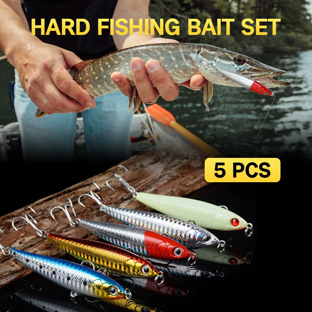 0.5OZ Hard Fishing Bait Set Diving Lure Pencil Artificial 3D Tackle for Pike Perch Weever | Спорт и развлечения