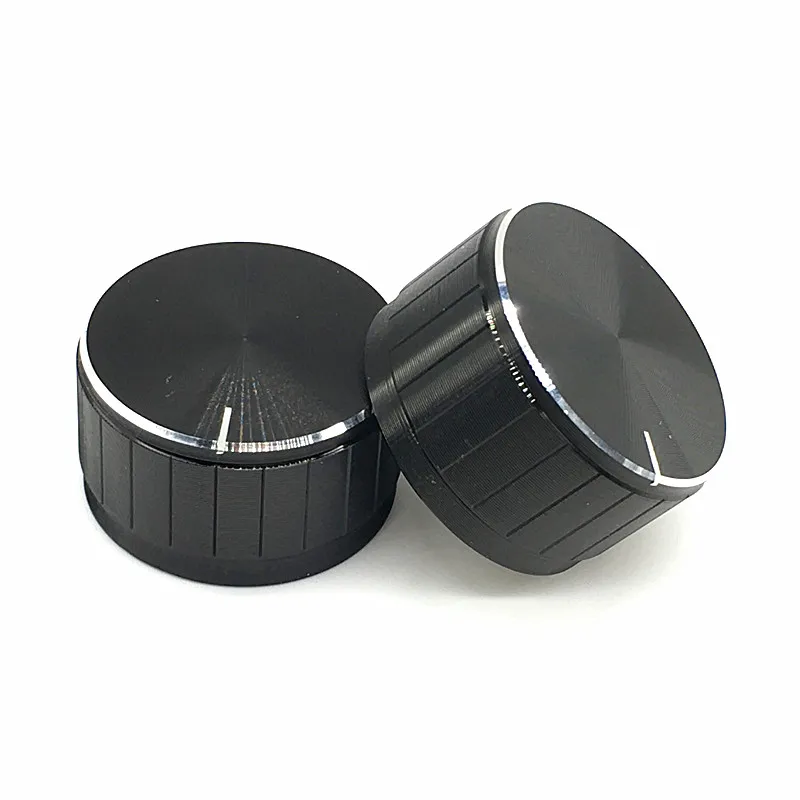 

2pcs/lot Black Aluminum alloy Potentiometer/Encoder Knobs Switch Caps 30x17MM Half Shaft Plum Shaft