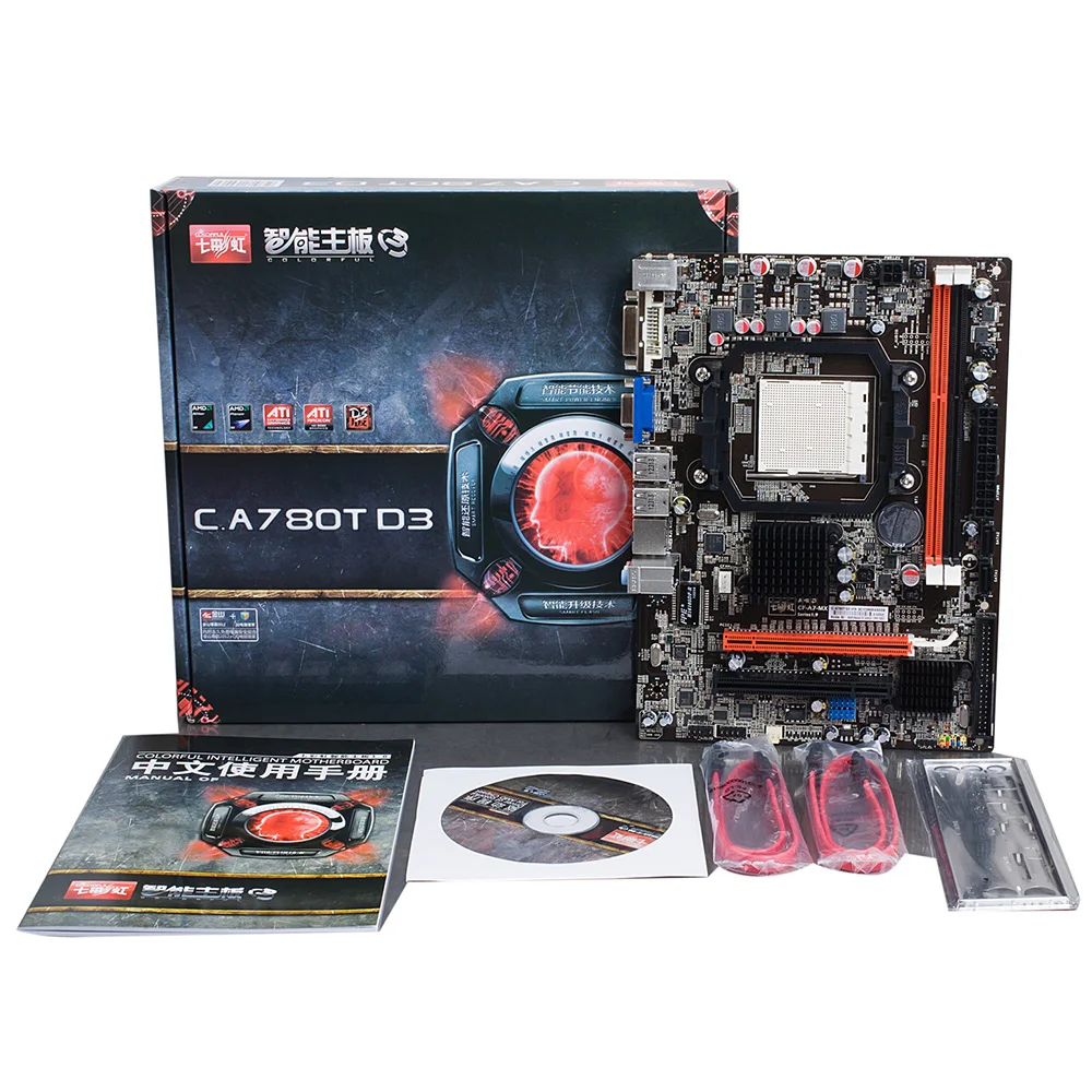 Красочные C A780T D3 V19 AMD Материнская плата mATX двухканальный DDR3 VGA DVI USB2.0 SATA2.0 C.