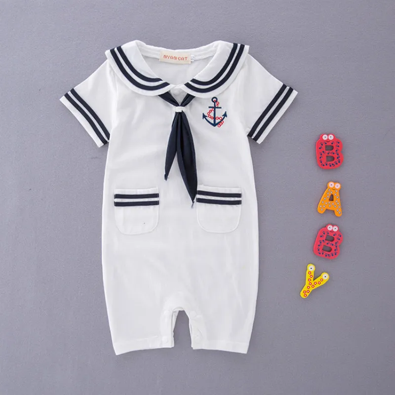 Summer Rompers For Baby Boys Sailor Suit Navy Style Comfortable Clothes Kid Clothing Breathable New Year |