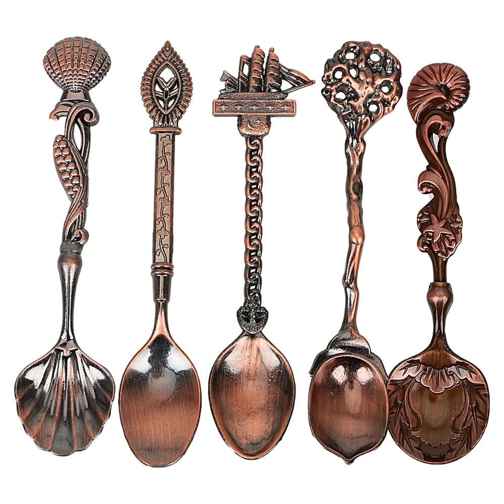 5 шт./компл. резная маленькая чайная кофейная ложка Винтаж Королевский Стиль