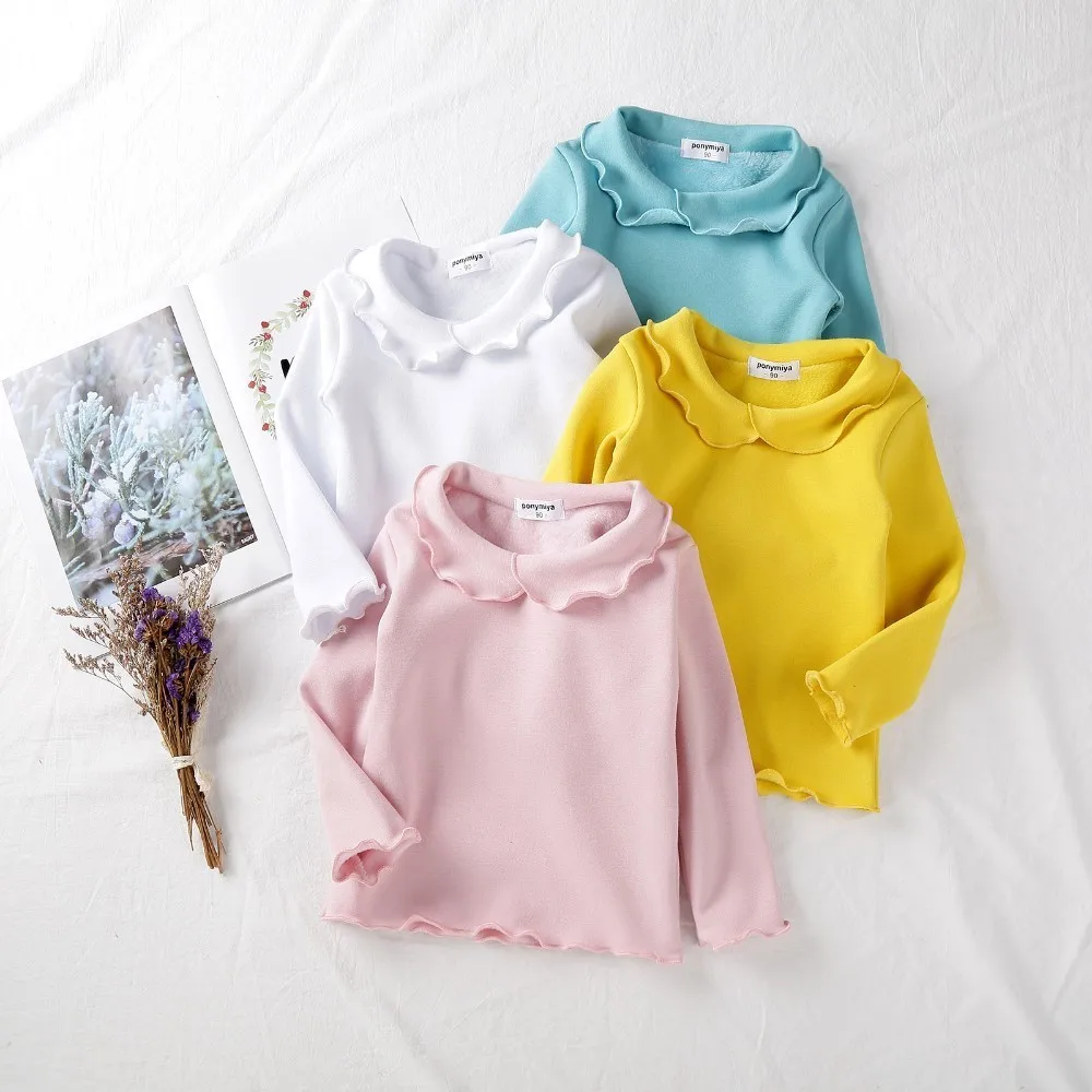 

Kids T Shirt Fashion Candy Colors Lapel Autumn Winter Baby Girl T Shirts Velvet Thick Warm Toddler Girl Tops Blouse Kids Clothes