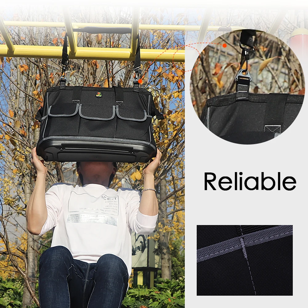 

YILEQI Portable Storage Tool Bag Plumber Electrician Bag Large Capacity Thicken Oxford Cloth Plastics Bottom Tool kit 15/17/20in