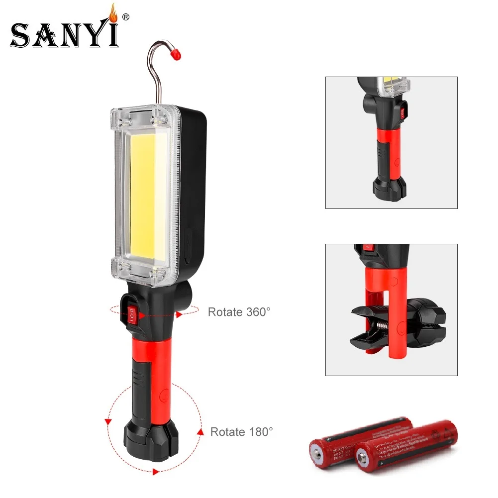 Светодиодный фонарь Sanyi COB с 2 режимами работы проверка фонаря Перезаряжаемый USB
