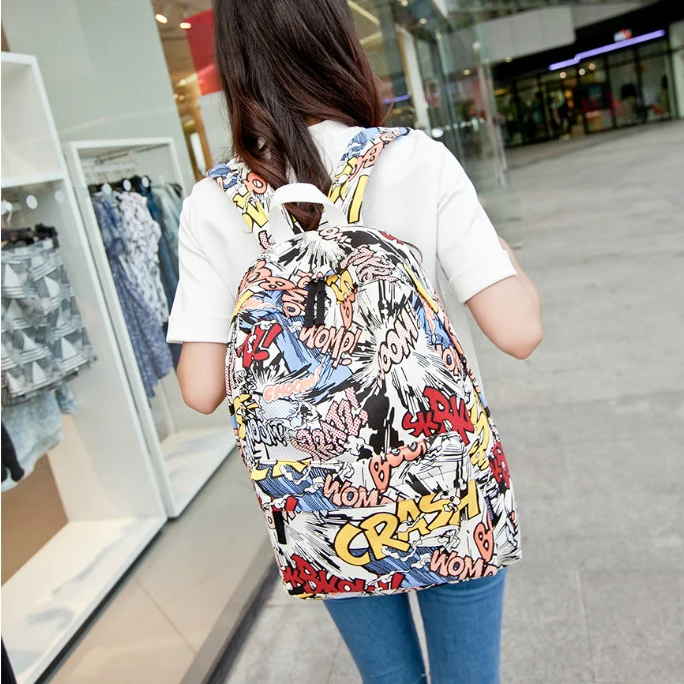 Рюкзак с рисунком уличного граффити холщовый рюкзак для девочек Женская лучшая