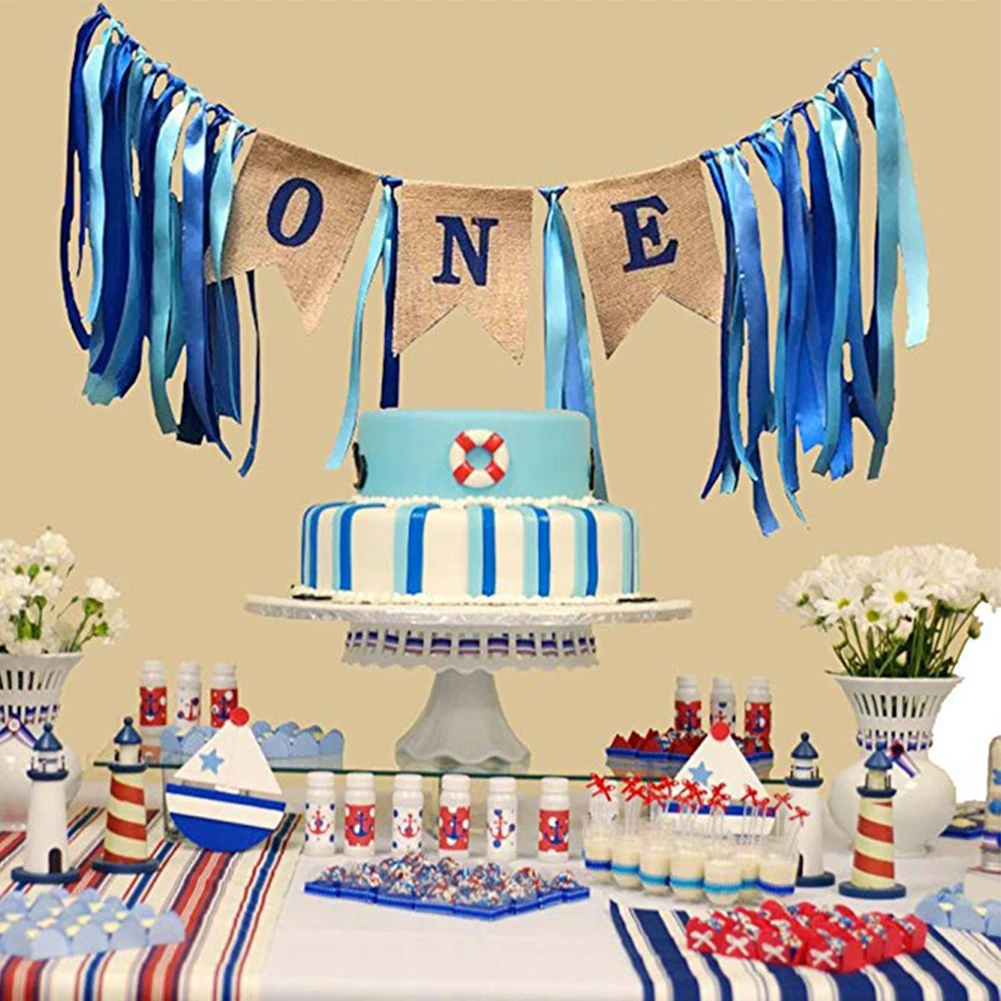 Набор баннеров Babyshower Кепка клоун торт Топпер одна карта подвесная Лента Декор