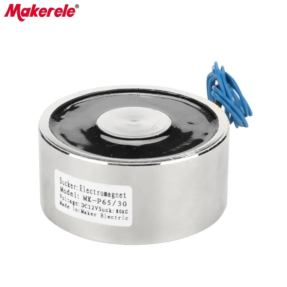 MK65/30 DC 6V 12V 24V Электромагнит Холдинг Электрический магнит подъема 80 KG/800N