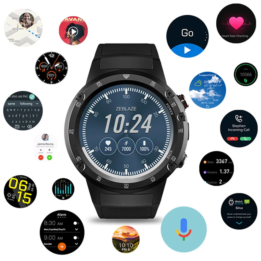 Zeblaze Тор 4 плюс 4G Smartwatch телефон 1 дюйма Android 7 MTK6739 ядра Смарт часы GB 16 5MP BT4.0 Камера