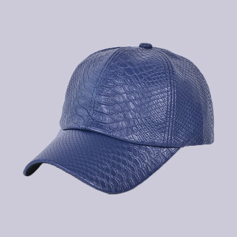New Pattern Hats Woman Autumn And Winter Sun Hat Korean Snake PU Fur Cap Baseball Male Crocodile Grain Peaked Tide | Аксессуары для