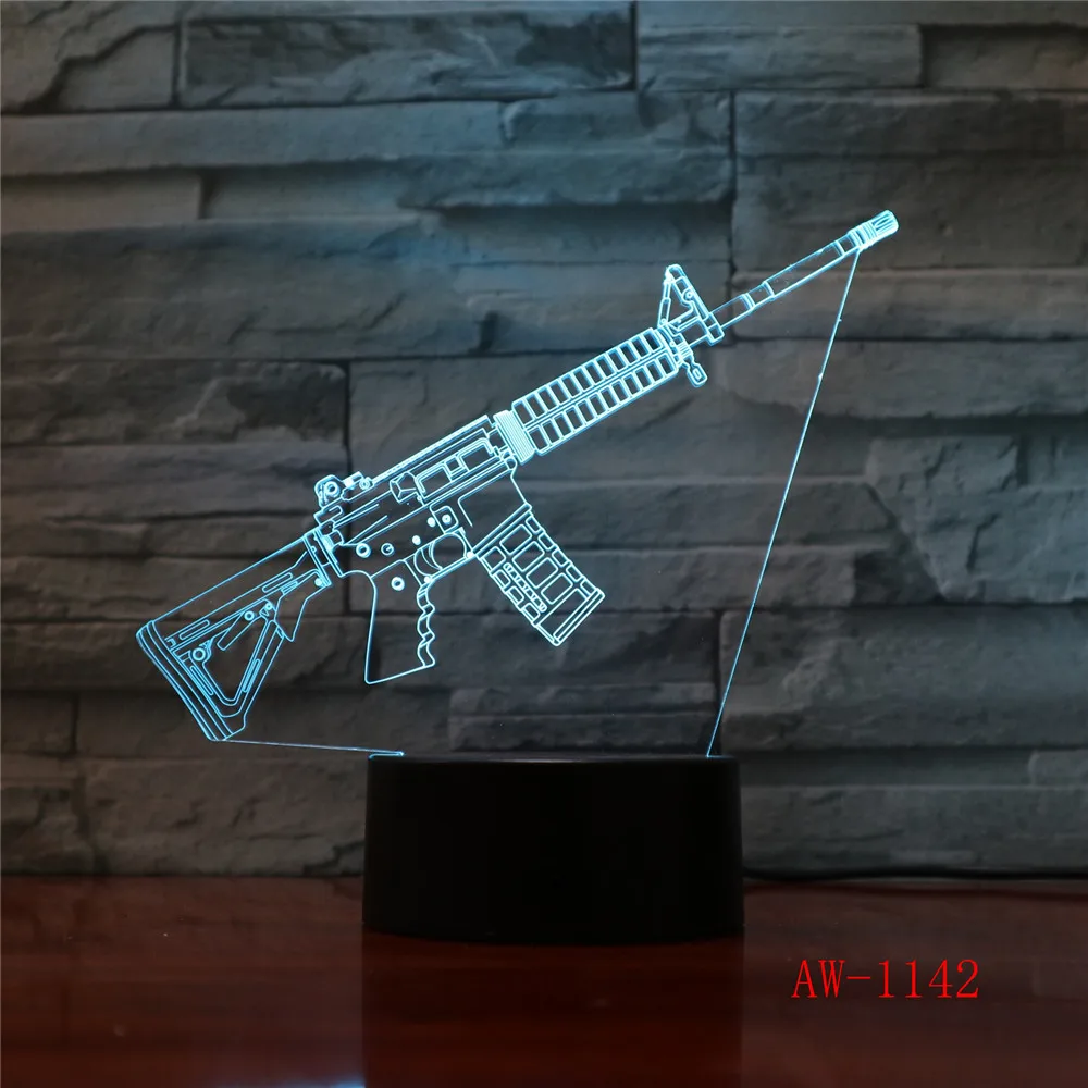 3D лампа для сна сменная AK47 атаки настроения декоративная защиты пистолета