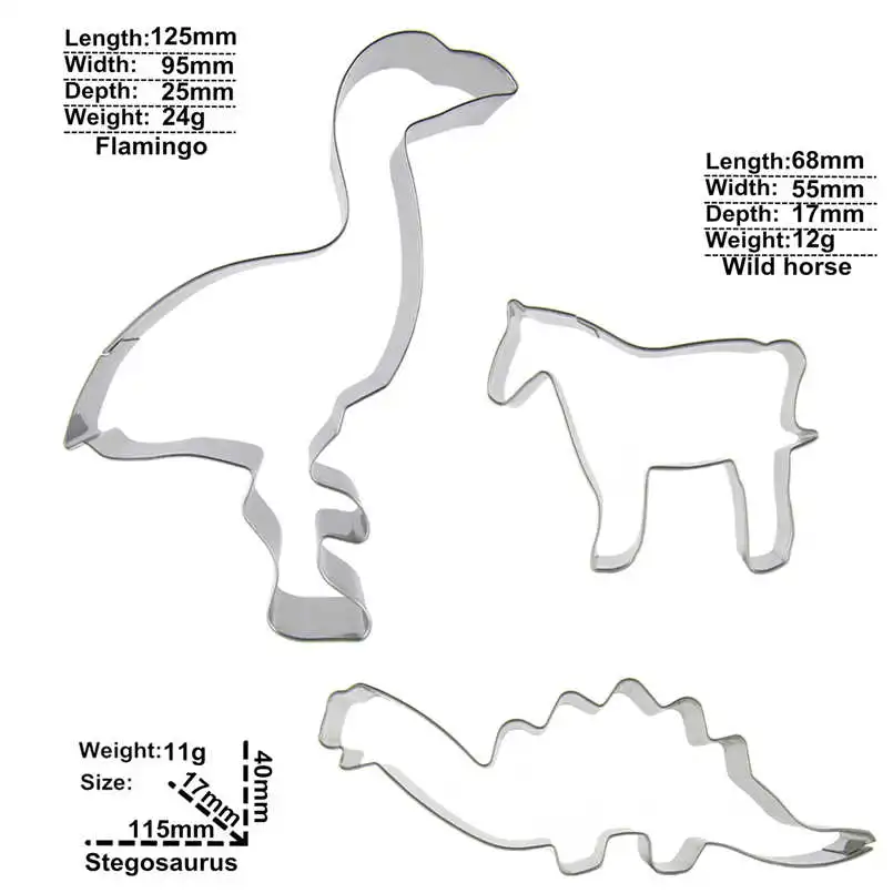 Фламинго дикая лошадь Стегозавр в форме 3 шт бисквитные формы для резки