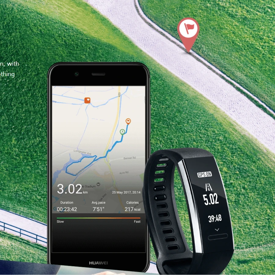 Оригинальный Huawei Band 2 Pro B19 B29 браслет для монитора фитнес GPS 50 м Водонепроницаемый