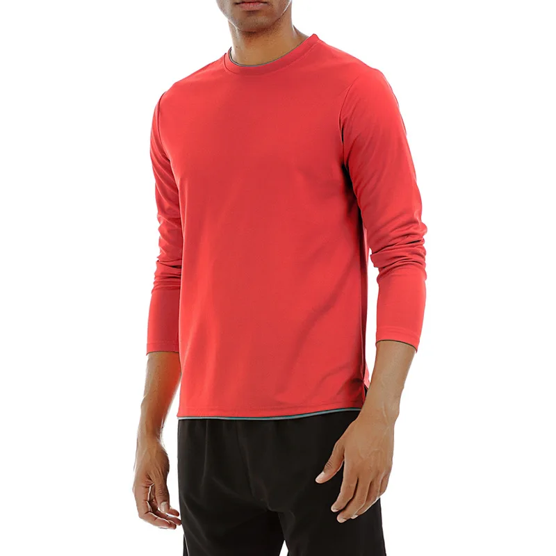 Men sports training running long sleeve tight sportswear Tracksuit solid color Oneck T-shirt outdoor Bodybuilding Shirt | Спорт и