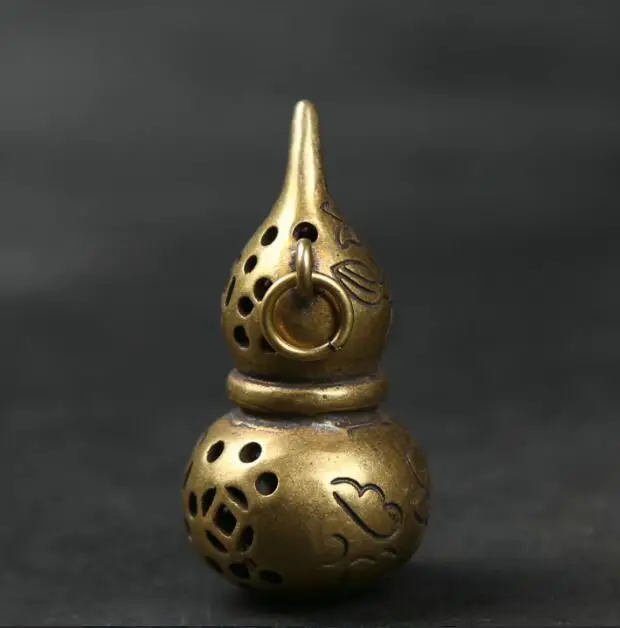 Маленькая китайская Бронзовая кулон в виде тыквы цветка лотоса|Статуи и