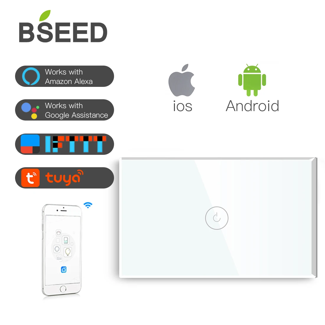 BSEED нам сенсорный выключатель переключатель Wi Fi 1 местный позиционный 118 серии