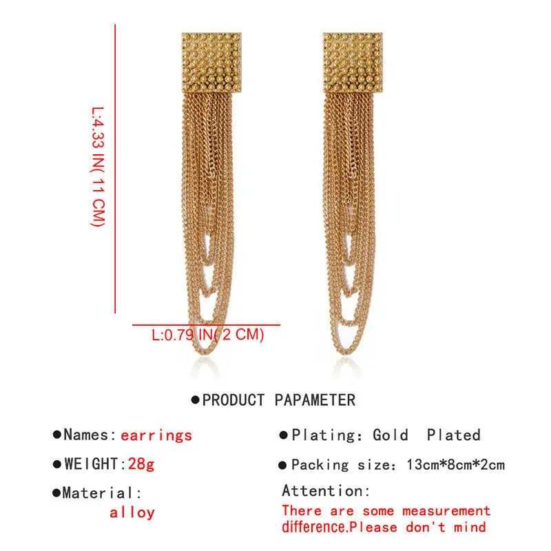 ZTMYHDHD Womens Earring Drop Dangle Exaggerated Tassels Metal Retro Statement Earrings For Anniversary Day Jewelry | Украшения и
